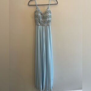 Blue prom dress with gems